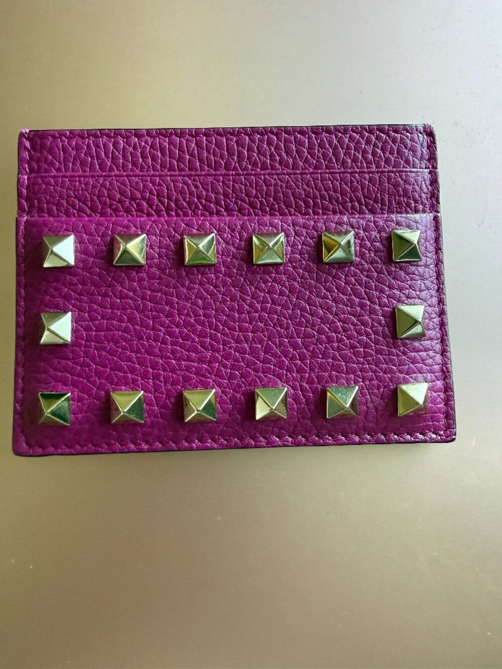 Valentino Garavani rockstud leather card holder - fuschia